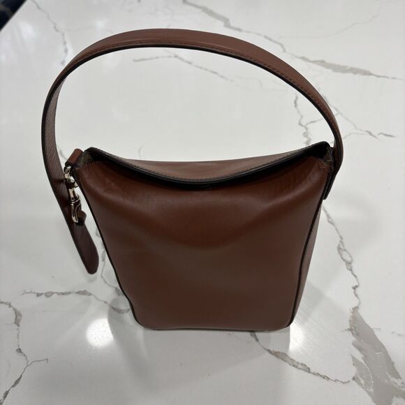 Massimo Dutti Purse Modern Bucket Bag Brown Minimalist Structured - Picture 3 of 11